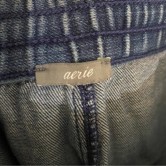 Aerie Women's Soft Denim Shorts Size Small Mid Rise Drawstring Raw Hem Casual - Picture 4 of 7